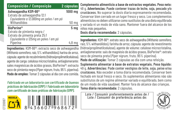Ashwagandha KSM-66 60 cápsulas – Feralive (imagen 2)