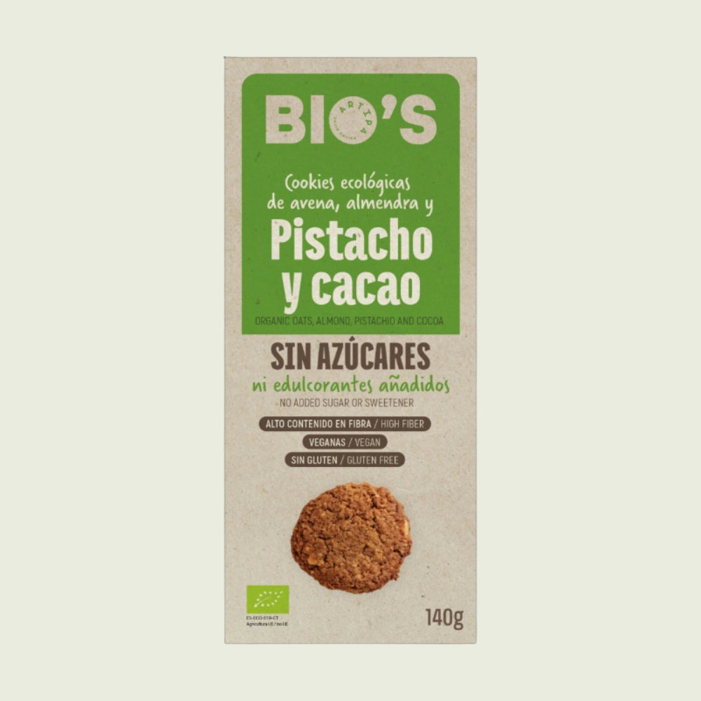 Artipa Cookies Bio's de avena, almendra, pistacho y cacao, 140 g