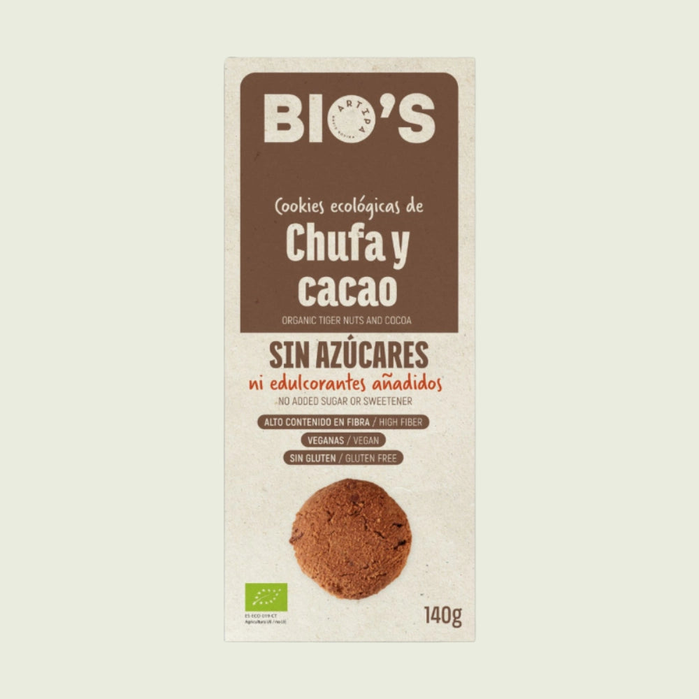 Artipa Cookies Bio's de chufa y cacao sin gluten, 140 g