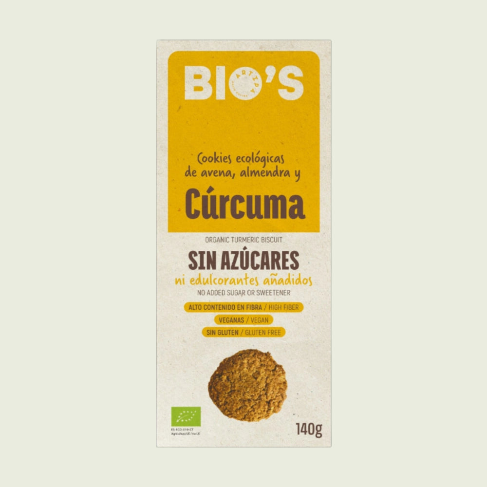 Artipa Cookies Bio's de avena, almendra y cúrcuma sin gluten, 140 g