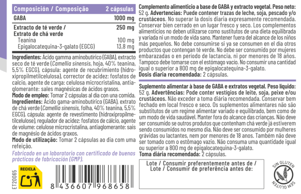 GABA + Teanina 60 Cápsulas – Feralive (imagen 2)
