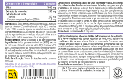 GABA + Teanina 60 Cápsulas – Feralive (imagen 2)
