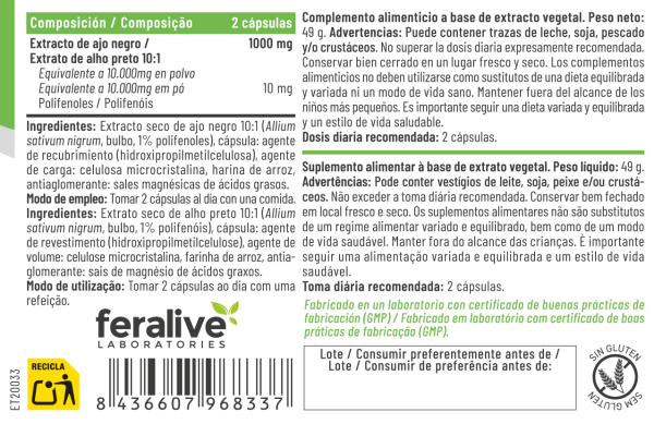 Garlic 60 Cápsulas – Feralive (imagen 2)