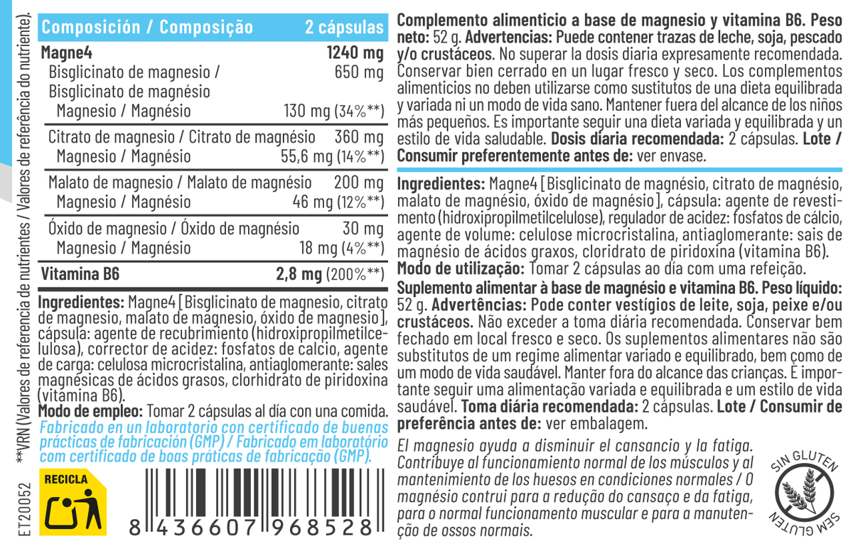 Magnesio Complex 60 cápsulas – Feralive (imagen 2)