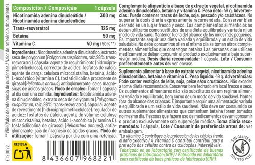 NAD+ X5 con Resveratrol y CoQ10 60 cáps – Feralive (imagen 2)