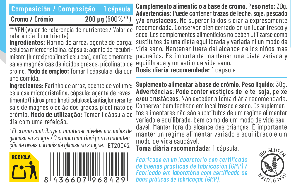 Picolinato de Cromo 200 µg 60 cápsulas – Feralive (imagen 2)