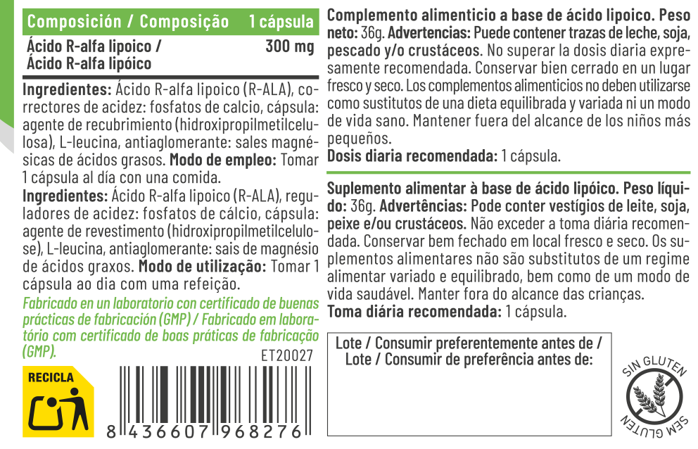 R-ALA 300 mg 60 cápsulas – Feralive (imagen 2)