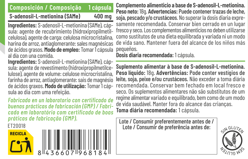 SAMe 400 mg 30 cápsulas – Feralive (imagen 2)