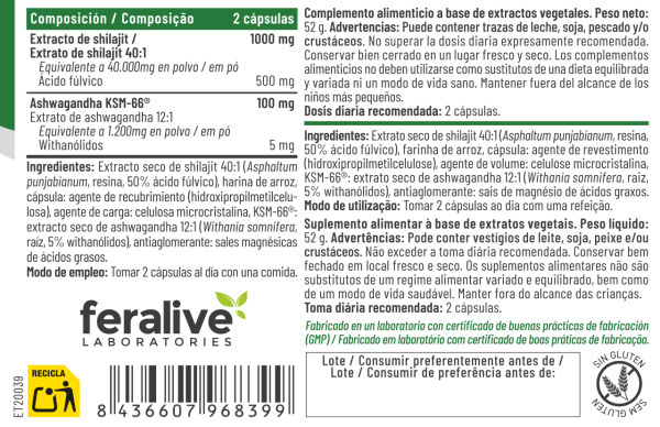 Shilajit Complex con Ashwagandha KSM-66 – Feralive (imagen 2)