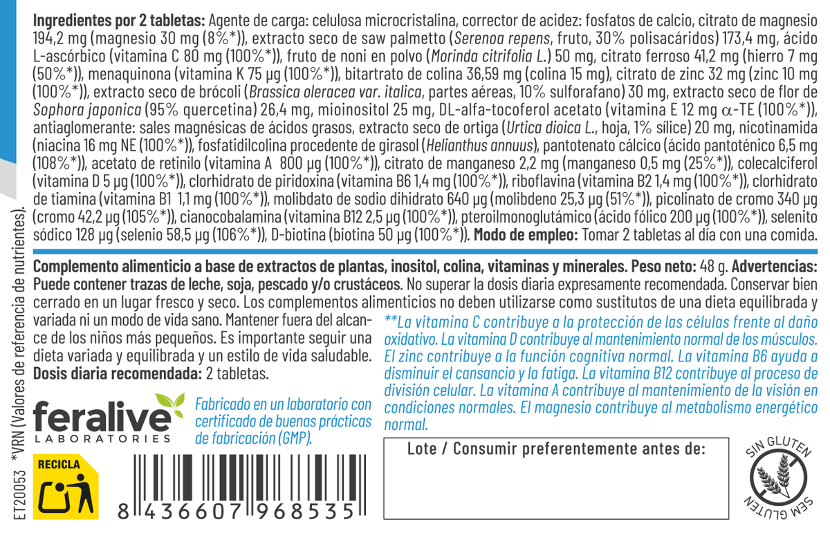 Vita 100 Hombre 60 tabletas – Feralive (imagen 2)
