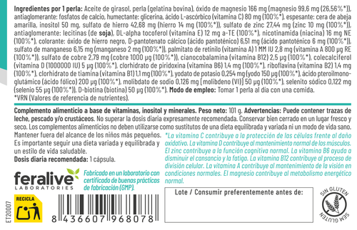 Vitamin Complex Multivitamínico 60 perlas – Feralive (imagen 2)
