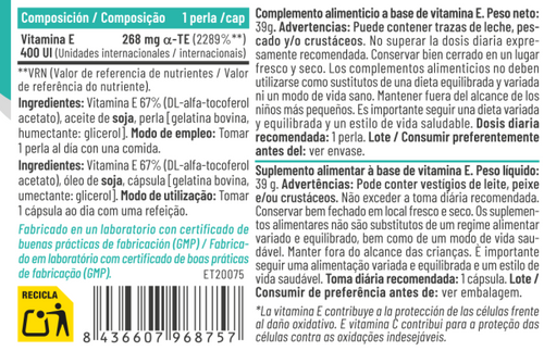 Vitamina E 400 Natural 60 perlas – Feralive (imagen 2)
