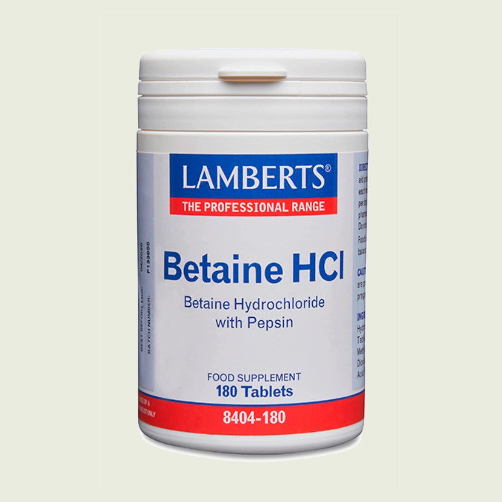 Betaína HCl 324 mg 180 tabletas – Lamberts