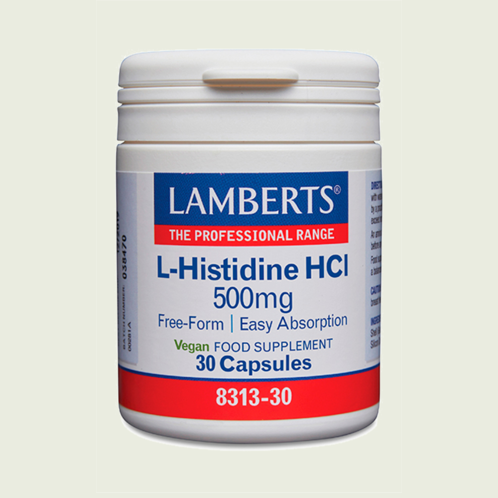 L-Histidina HCl 500 mg 30 cápsulas – Lamberts