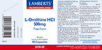 L-Ornitina HCl 500 mg 60 cápsulas – Lamberts (imagen 2)