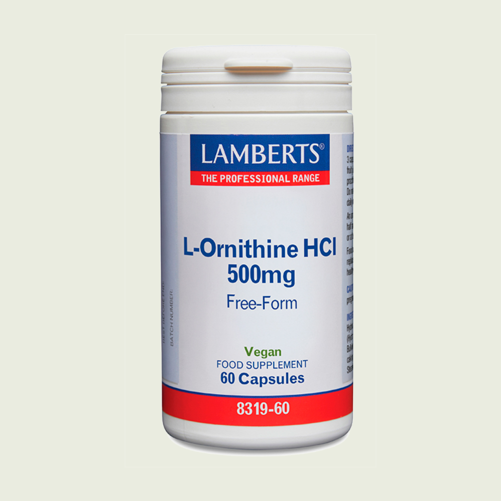 L-Ornitina HCl 500 mg 60 cápsulas – Lamberts