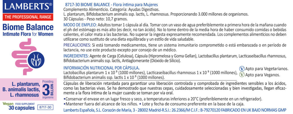 Biome Balance Flora Íntima 30 cáps – Lamberts (imagen 2)