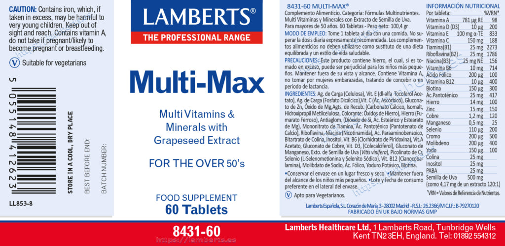 Multi-Max 60 tabletas – Lamberts (imagen 2)