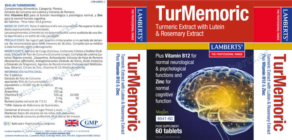 TurMemoric 60 tabletas – Lamberts (imagen 2)