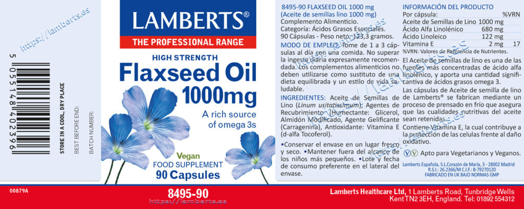 Aceite de Lino 1000 mg 90 cápsulas – Lamberts (imagen 2)