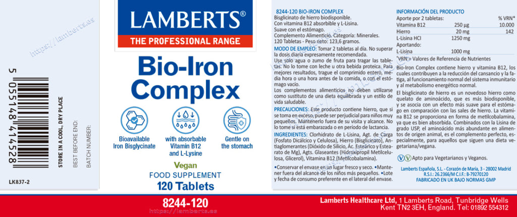 Bio Iron Complex 120 tabletas – Lamberts (imagen 2)