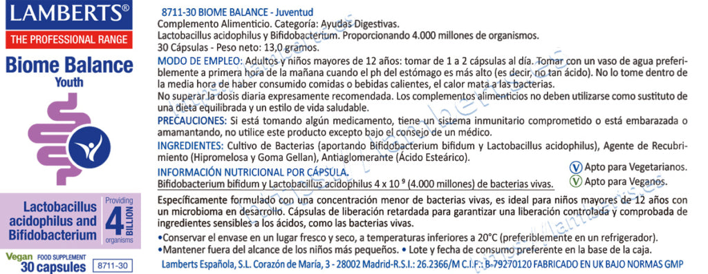 Biome Balance Youth 30 cáps – Lamberts (imagen 2)