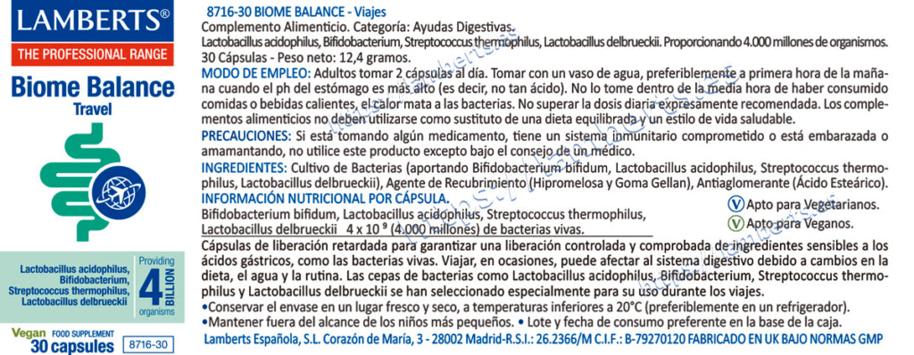 Biome Balance Travel 30 cáps – Lamberts (imagen 2)