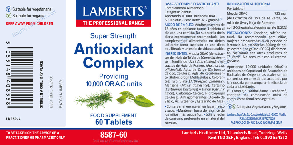 Complejo Antioxidante 60 tabletas – Lamberts (imagen 2)