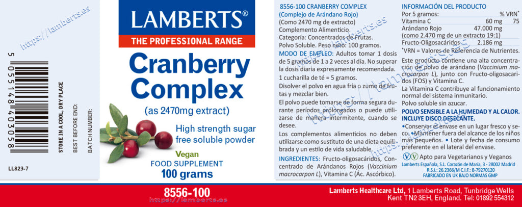 Complejo Arándano Rojo en polvo 100 g – Lamberts (imagen 2)