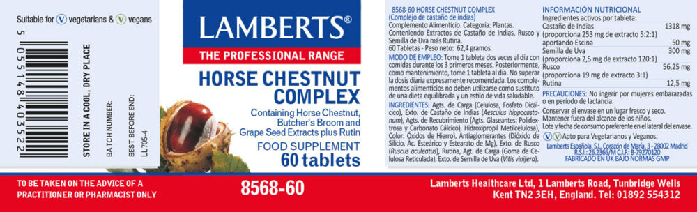 Castaño de Indias 60 tabletas – Lamberts (imagen 2)