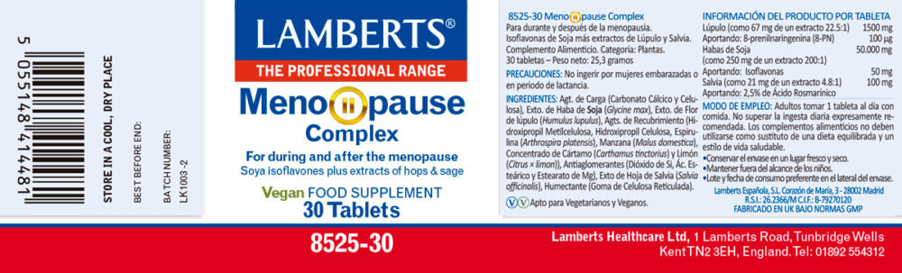 Menopause Complex 30 tabletas – Lamberts (imagen 2)
