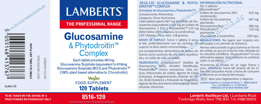 Glucosamina + Phytodroitin 120 tabletas – Lamberts (imagen 2)