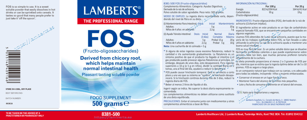FOS 500 g polvo – Lamberts (imagen 2)