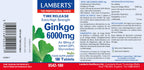 Ginkgo Biloba 6000 mg 180 tabletas – Lamberts (imagen 2)