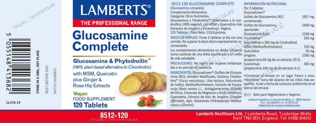 Glucosamina Completa 120 tabletas – Lamberts (imagen 2)
