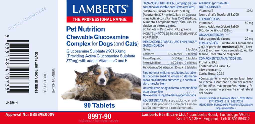 Complejo Glucosamina Masticable 90 tabs – Lamberts (imagen 2)