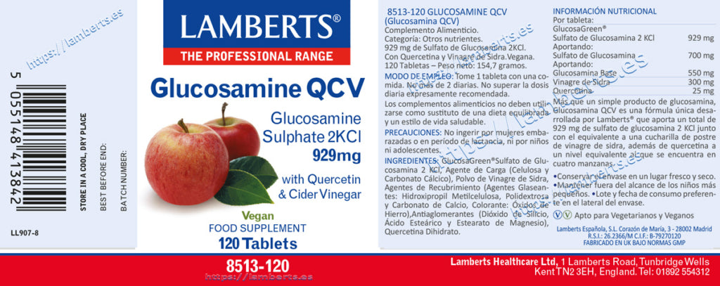 Sulfato Glucosamina 2KCl 120 tabletas – Lamberts (imagen 2)