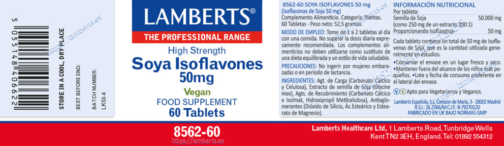 Isoflavonas de Soja 50 mg 60 tabletas – Lamberts (imagen 2)