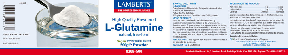 L-Glutamina Polvo 500 g – Lamberts (imagen 2)