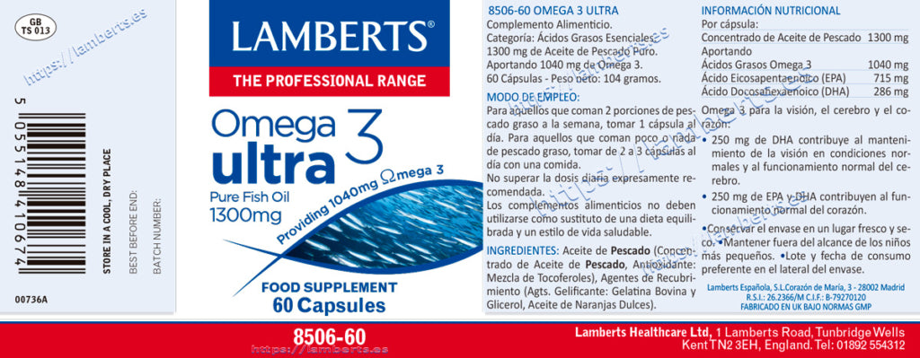 Omega 3 Ultra 1300 mg 60 cápsulas – Lamberts (imagen 2)
