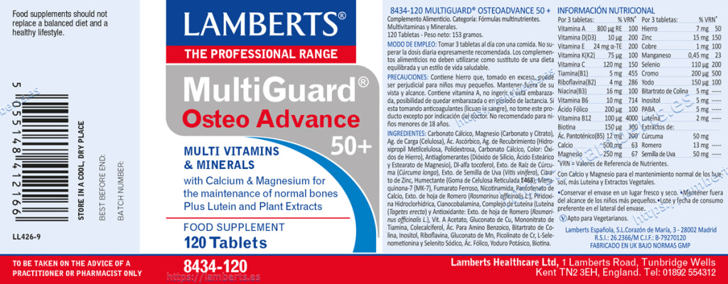 Multi-Guard Osteo Advance 50+ 120 tabletas – Lamberts (imagen 2)
