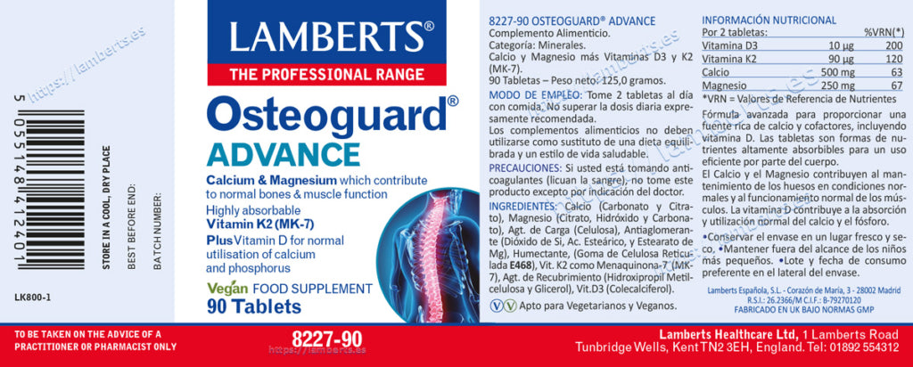 Osteoguard ADVANCE 90 tabletas – Lamberts (imagen 2)