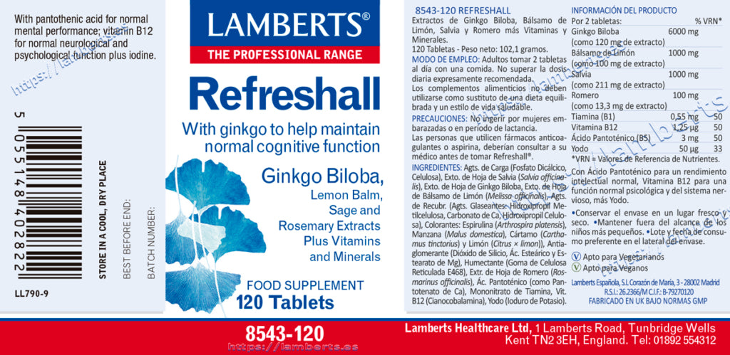 Refreshall 120 tabletas – Lamberts (imagen 2)