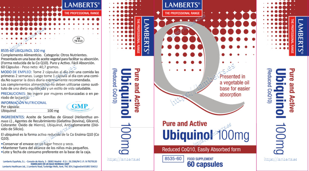 Ubiquinol 100 mg 60 cápsulas – Lamberts (imagen 2)