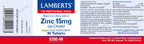 Zinc 15 mg 90 tabletas – Lamberts (imagen 2)