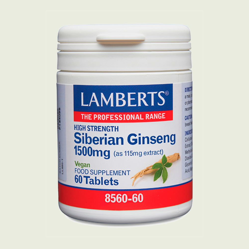 Ginseng Siberiano 1500 mg 60 tabletas – Lamberts
