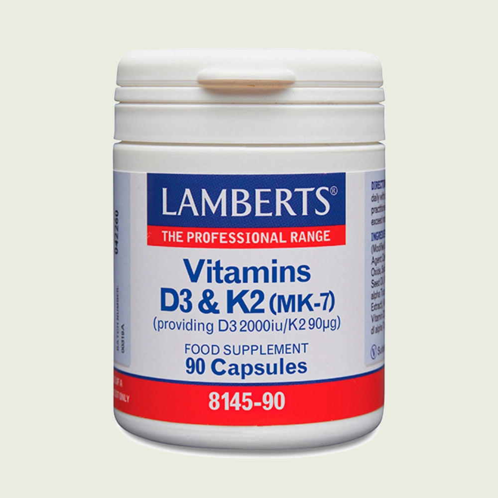 Vitamina D3 2000 UI + K2 90 µg 90 cápsulas – Lamberts