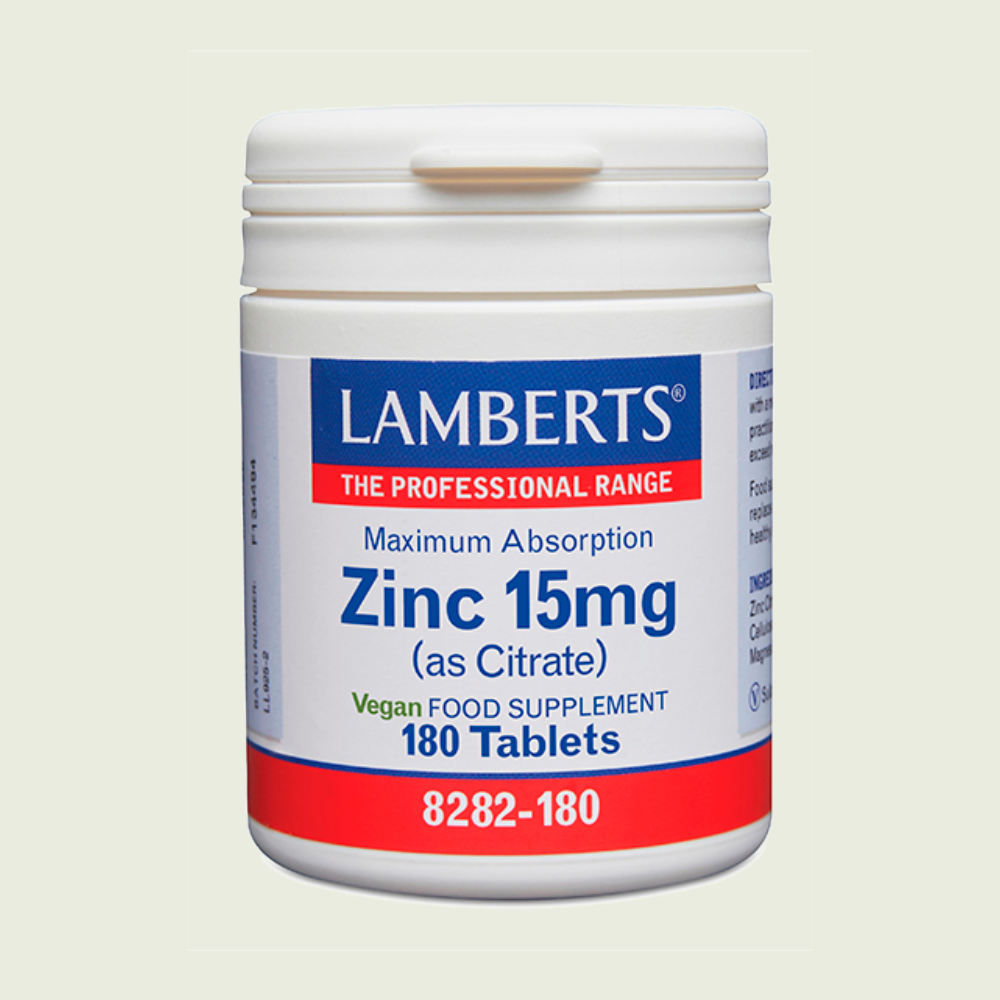 Zinc 15 mg citrato 180 tabletas – Lamberts
